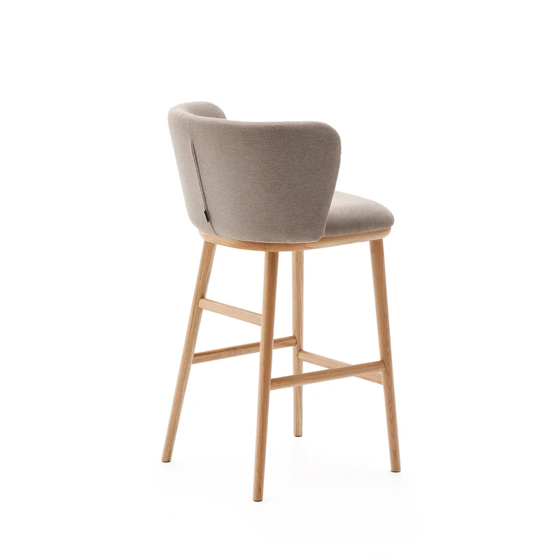 Ciselia stool brown chenille with natural legs 65 cm