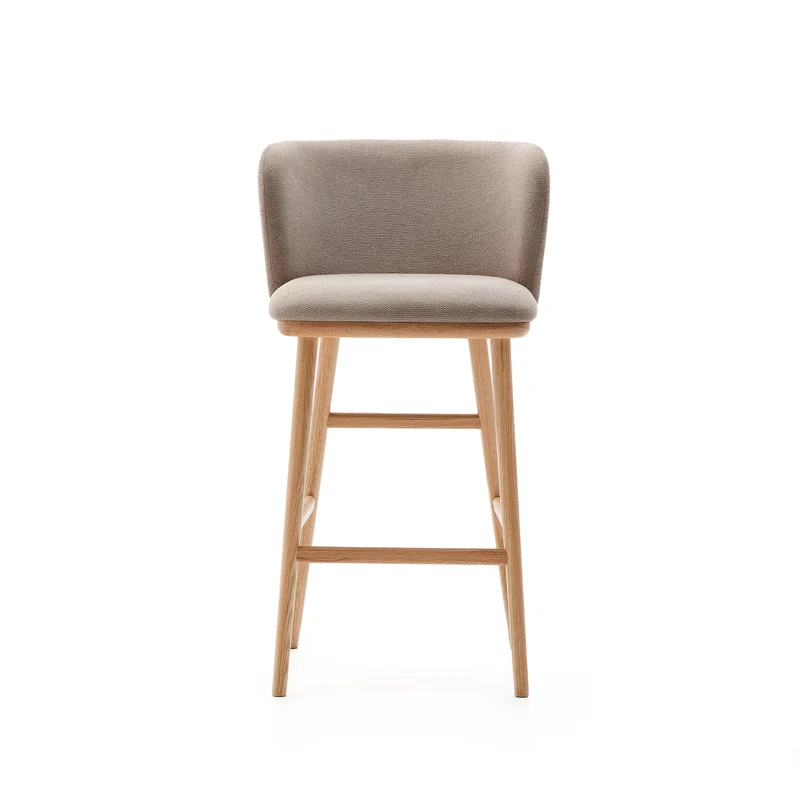 Ciselia stool brown chenille with natural legs 65 cm