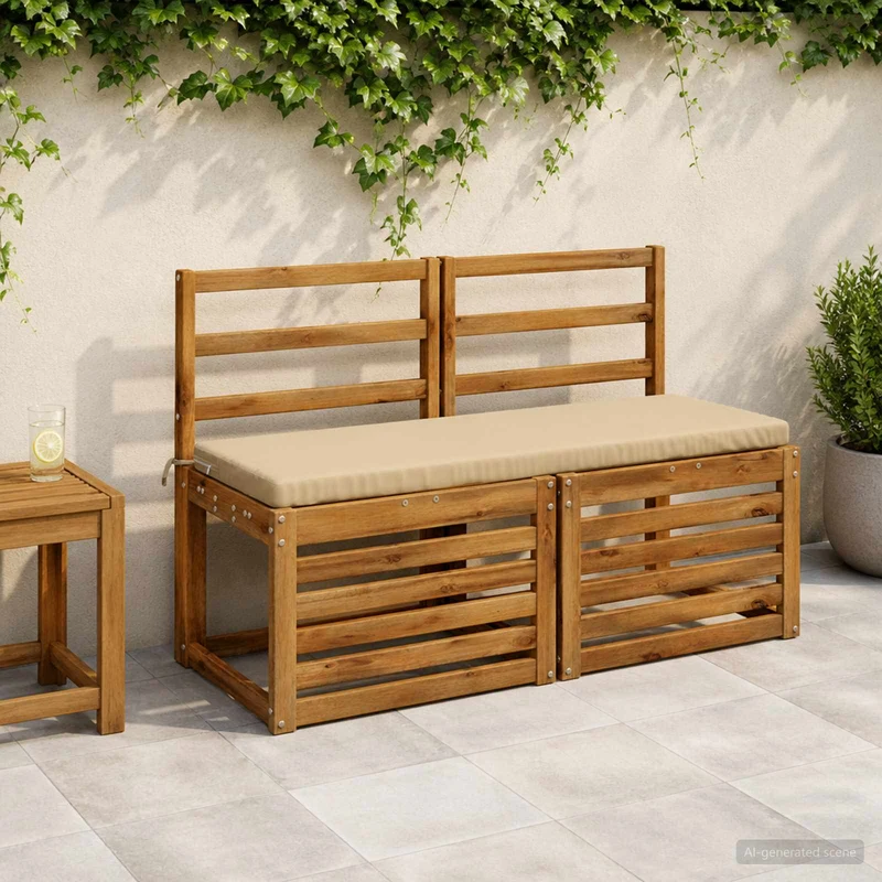 Bench Cushions SOEST 2 pcs 100% Polyester Beige 110 x 40 x 5 cm