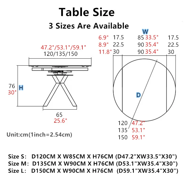 Table de salle à manger ronde extensible rotative avec plateau en dalle de roche
