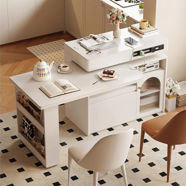 Îlot de cuisine en pierre frittée avec table rotative à 180 degrés
