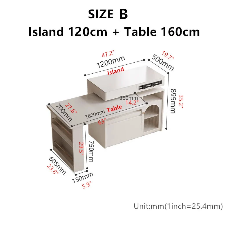 Îlot de cuisine en pierre frittée avec table rotative à 180 degrés