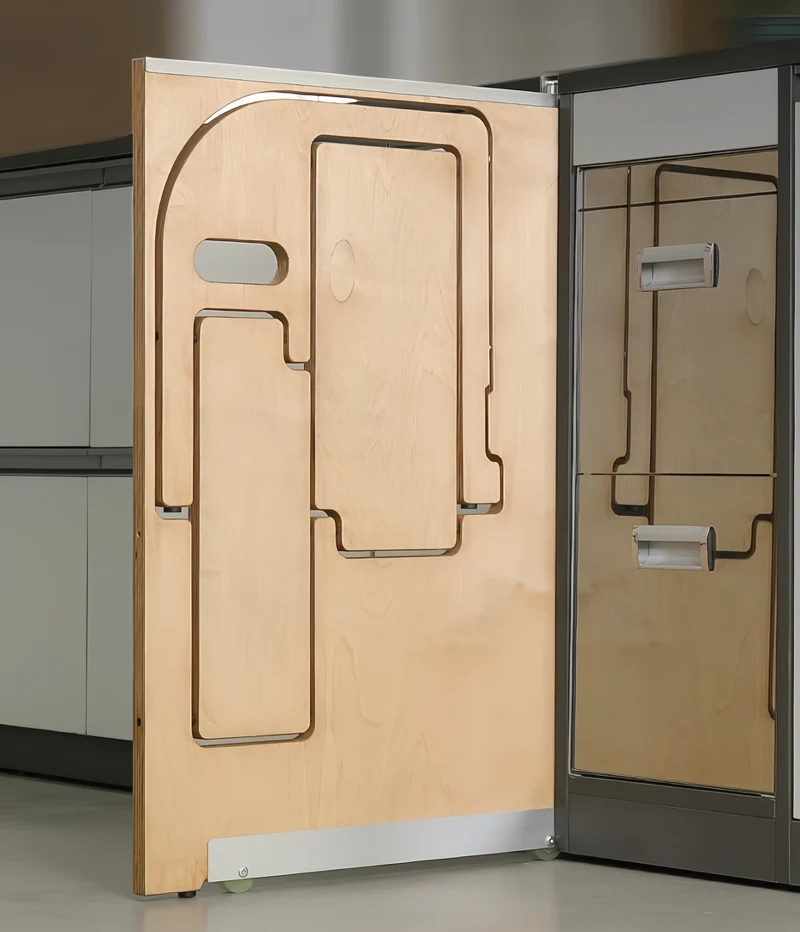 Tabouret pliant ultra-mince en contreplaqué marine avec marchepied dissimulé