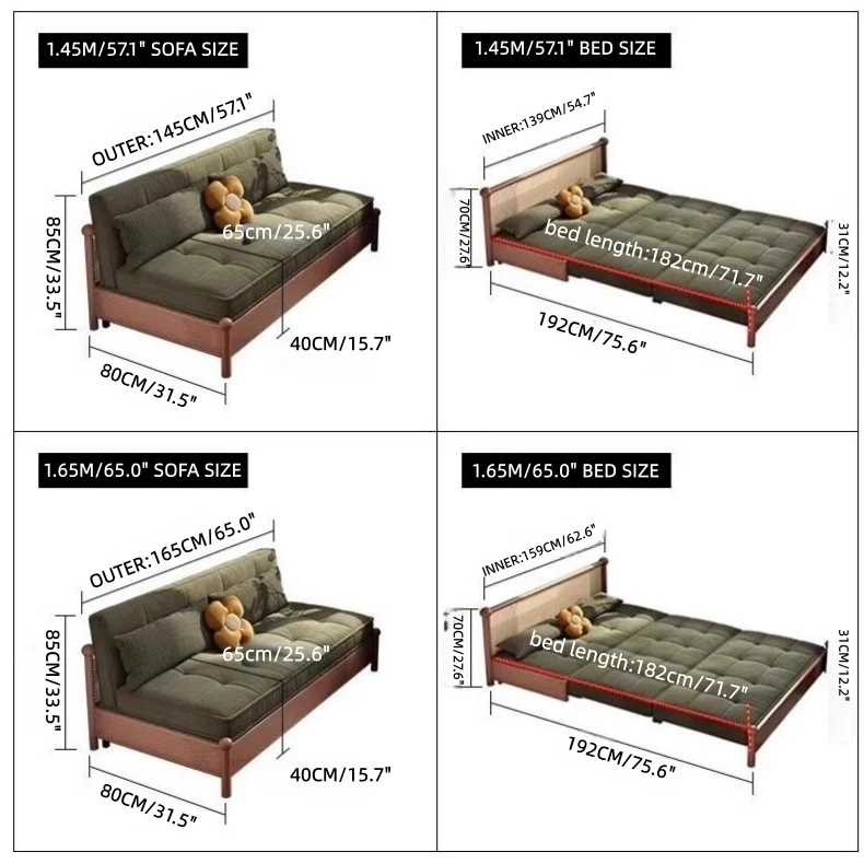Canapé-lit en tissu velours côtelé avec structure métallique et rangement intégré