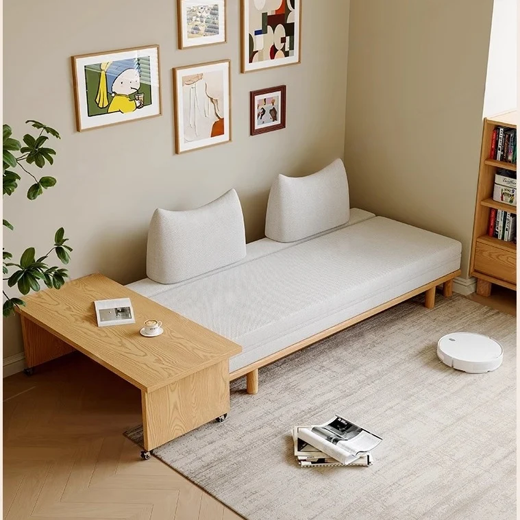 Canapé-lit Tatami à cadre en bois massif avec coussin de dossier à bascule