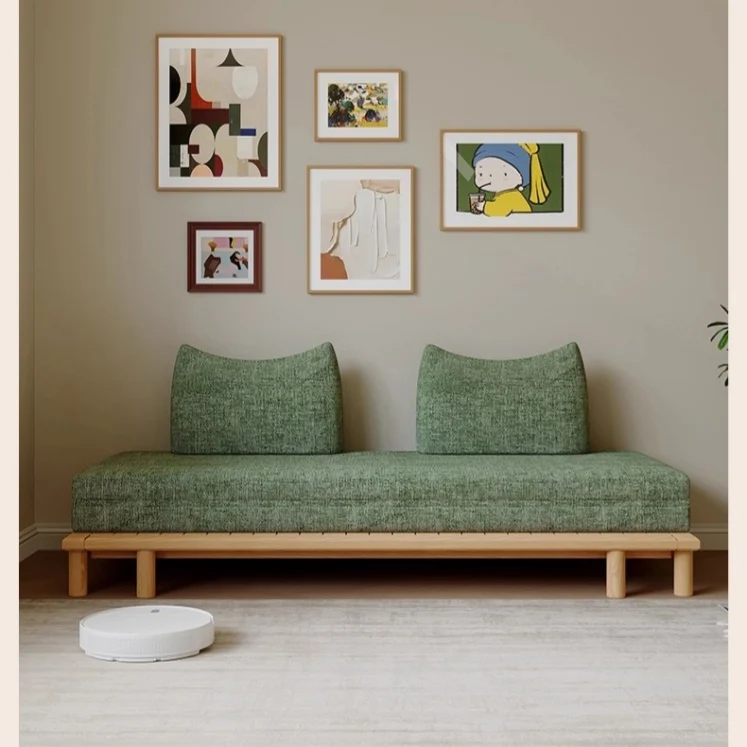 Canapé-lit Tatami à cadre en bois massif avec coussin de dossier à bascule