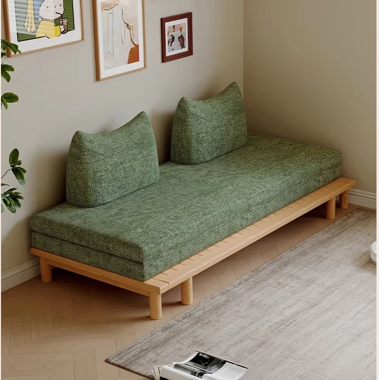 Canapé-lit Tatami à cadre en bois massif avec coussin de dossier à bascule