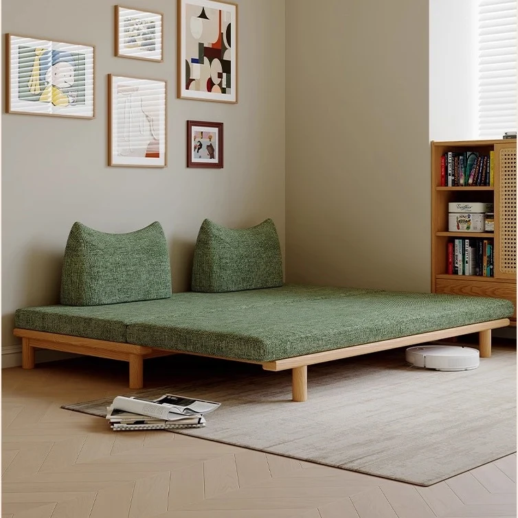 Canapé-lit Tatami à cadre en bois massif avec coussin de dossier à bascule