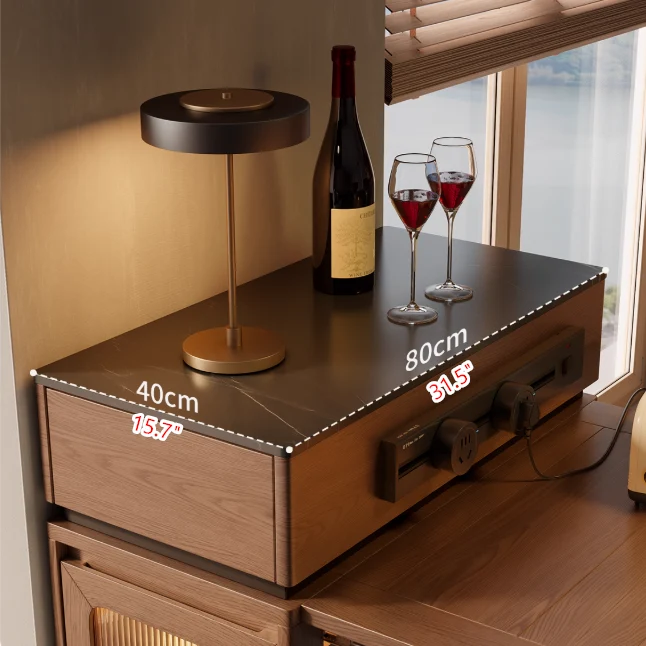 Îlot de cuisine extensible en bois massif avec rangement et 4 chaises de salle à manger pliantes