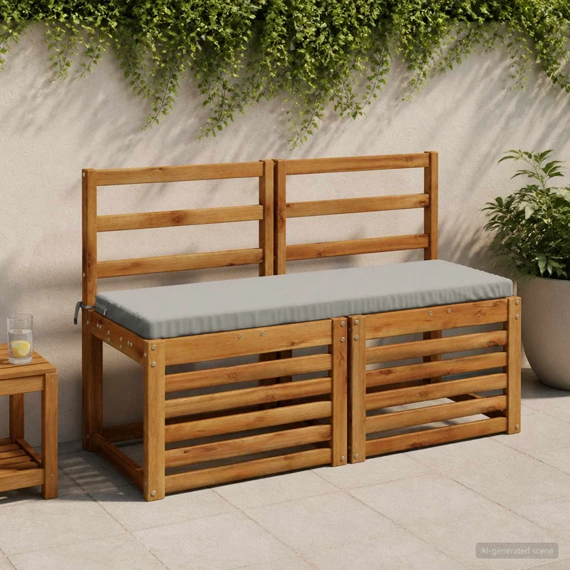 Bench Cushion SOEST 100% Polyester Grey 110 x 40 x 5 cm