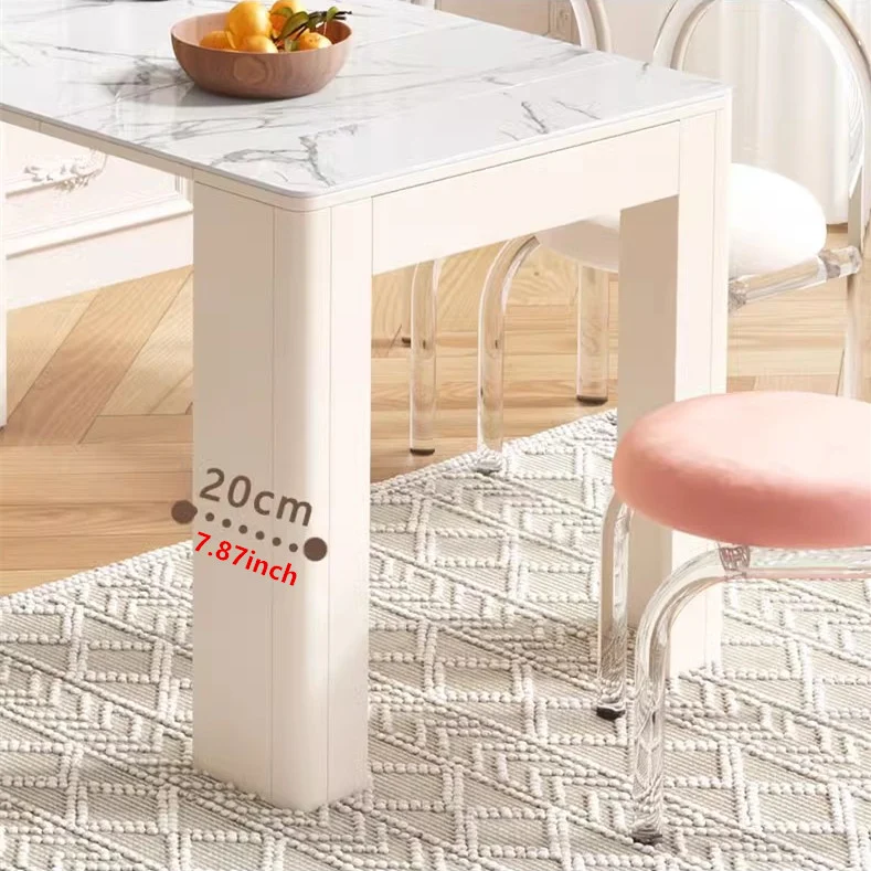 Table à manger extensible moderne avec 4 feuilles en marbre et buffet de rangement