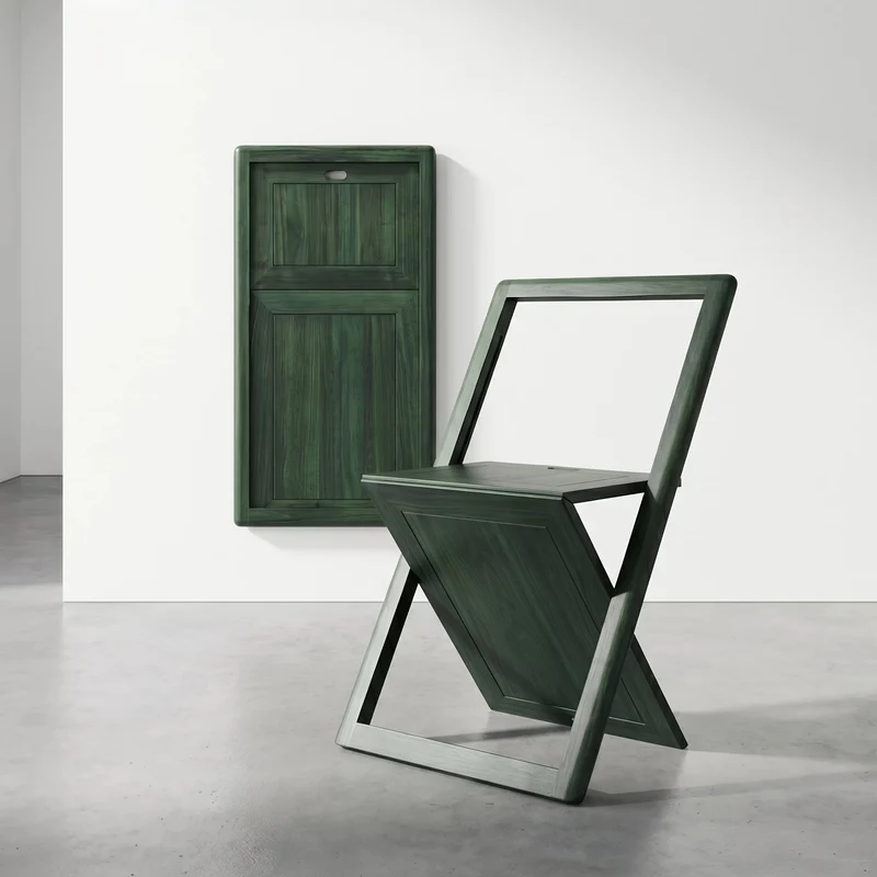 Chaise pliante ultra-mince en bois de zèbre massif