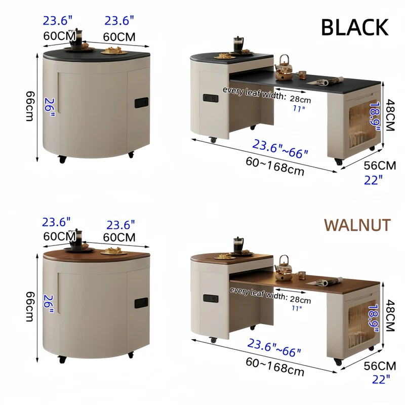 Table basse ovale relevable et extensible avec roulettes universelles