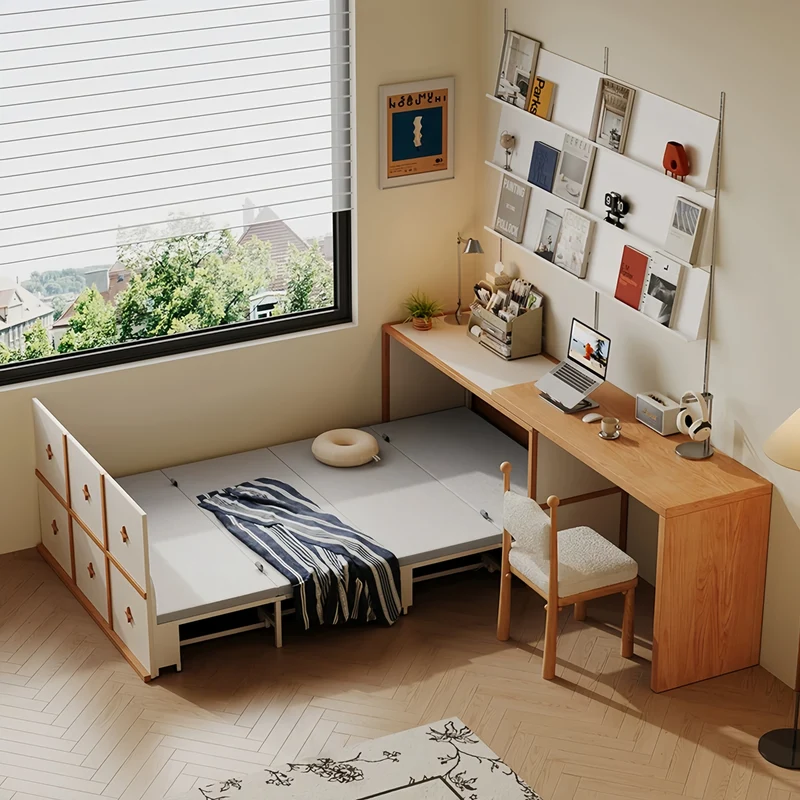 Lit escamotable avec bureau pivotant