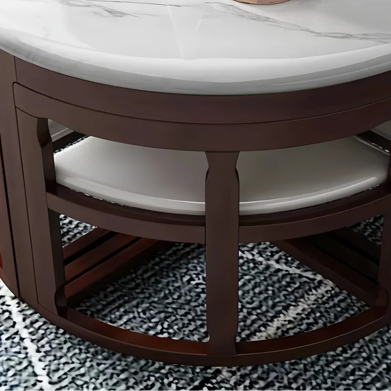 Ensemble table et chaises gigognes rondes en bois massif avec 4 chaises