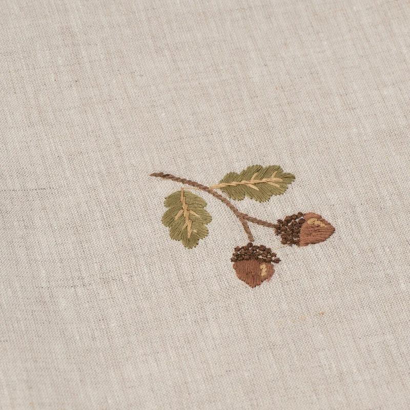 Acorn Linen Embroidered Napkins - Set of 4