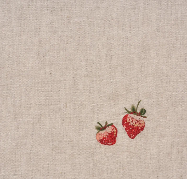 Strawberry Linen Embroidered Napkins - Set of 4