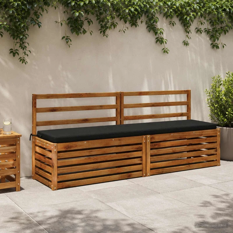 Bench Cushion SOEST 100% Polyester Black 180 x 40 x 5 cm