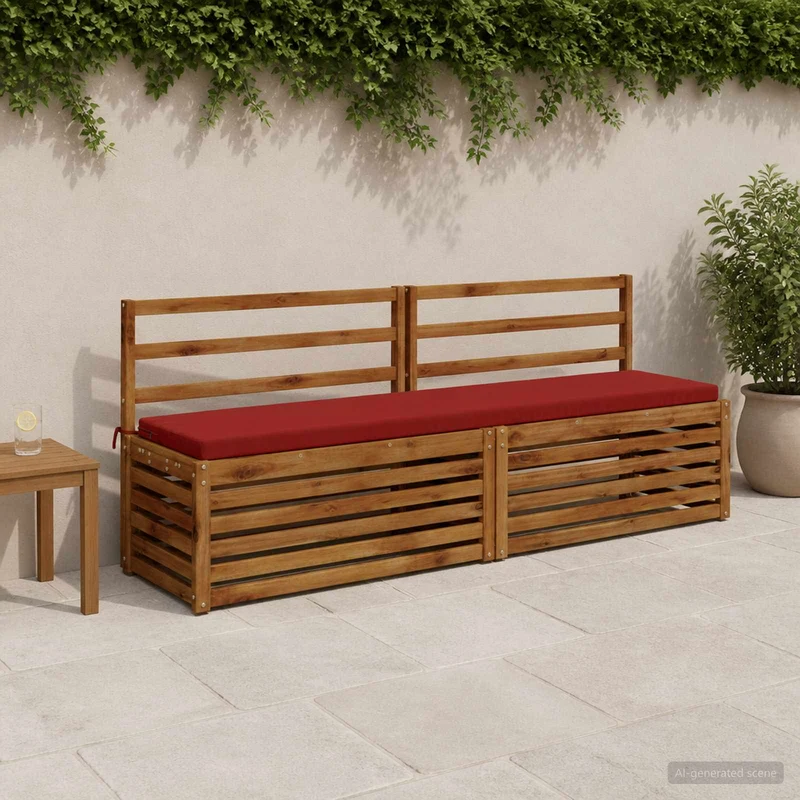 Bench Cushion SOEST 100% Polyester Wine Red 200 x 40 x 5 cm