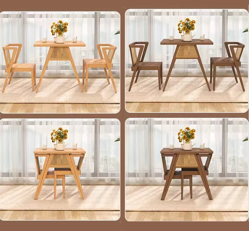 Ensemble table et 2 chaises en bois massif peu encombrant