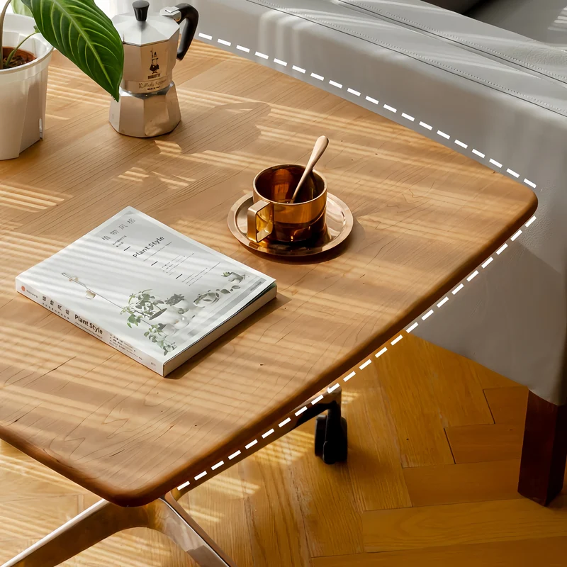 Table basse en bois massif à hauteur réglable avec roulettes universelles