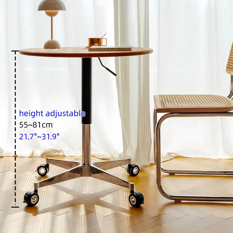 Table basse en bois massif à hauteur réglable avec roulettes universelles