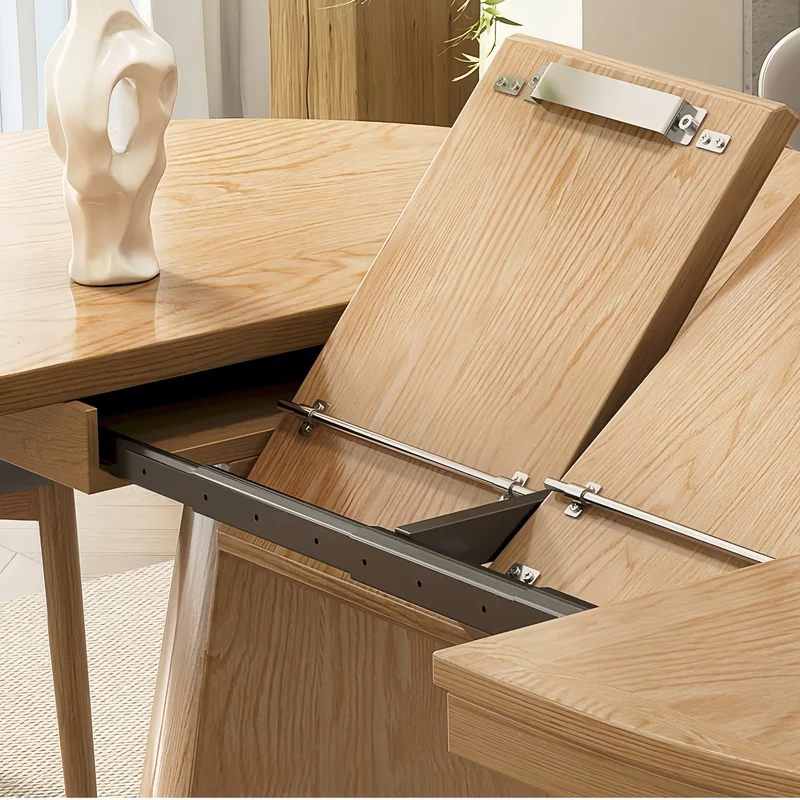 Table de salle à manger extensible en bois massif Japandi