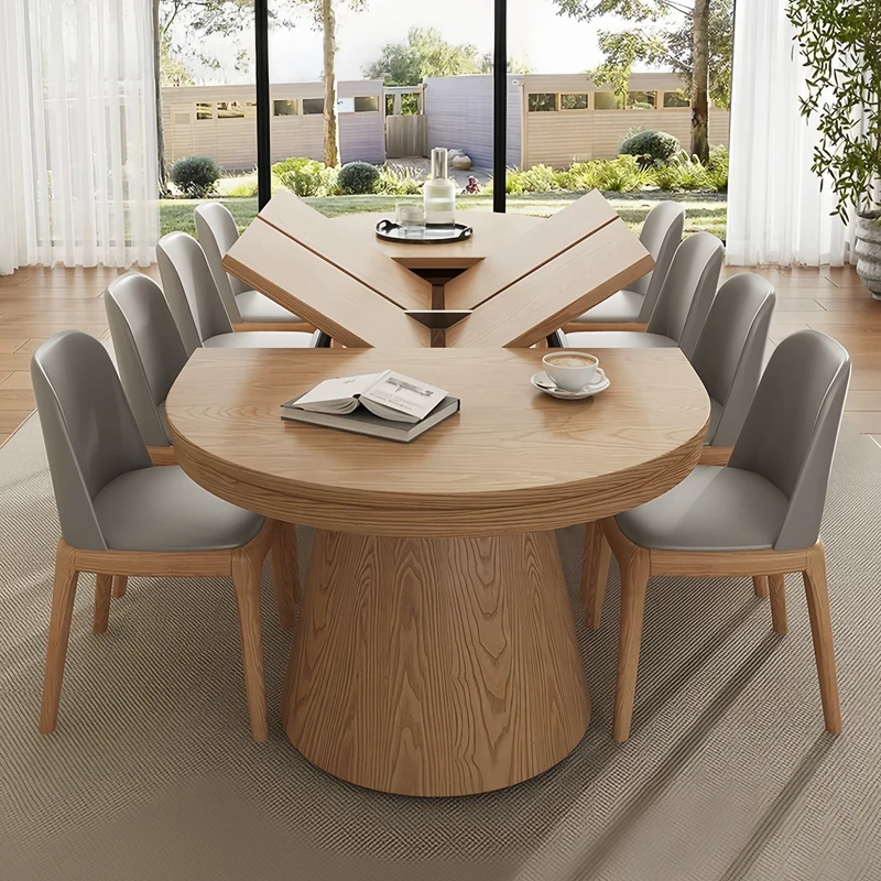 Table de salle à manger extensible en bois massif Japandi