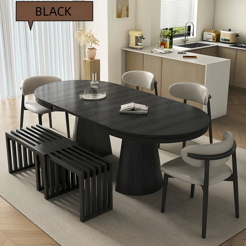 Table de salle à manger extensible en bois massif Japandi