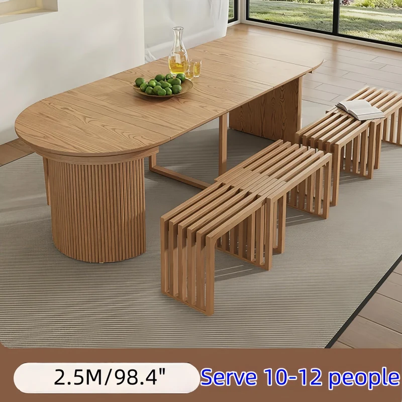 Table de salle à manger ronde extensible en bois massif