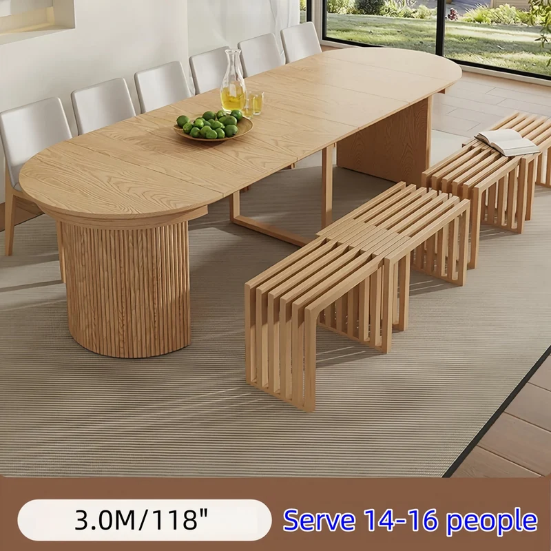 Table de salle à manger ronde extensible en bois massif