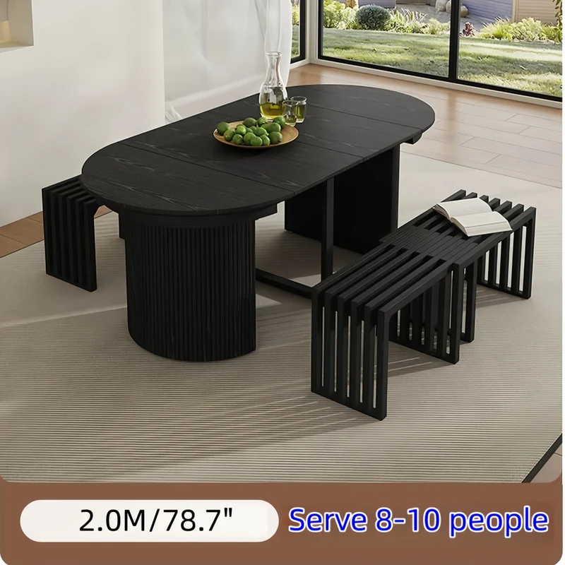 Table de salle à manger ronde extensible en bois massif