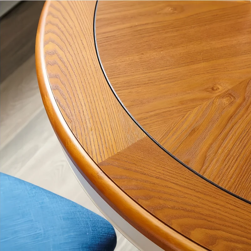 Ensemble table et 4 chaises gigognes rondes en bois massif, peu encombrantes