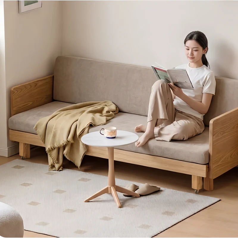 Canapé-lit tatami à cadre en bois massif Japandi