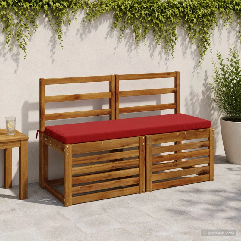 Bench Cushions SOEST 2 pcs 100% Polyester Wine Red