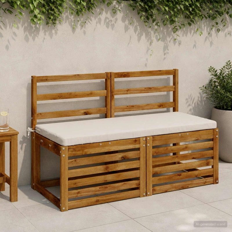 Bench Cushions SOEST 2 pcs 100% Polyester White 110 x 50 x 5 cm