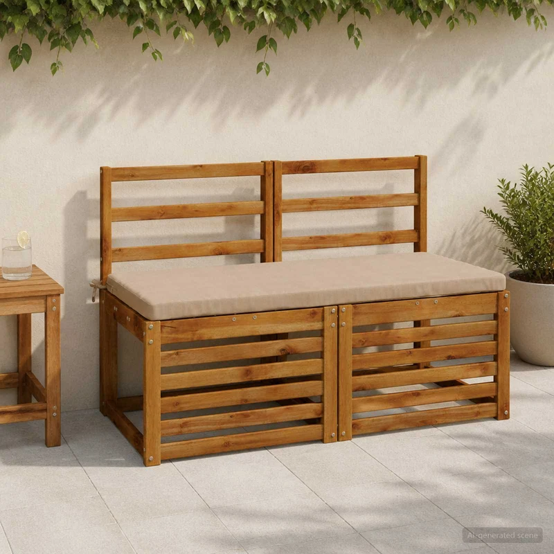 Bench Cushions SOEST 2 pcs 100% Polyester Sand 110 x 50 x 5 cm
