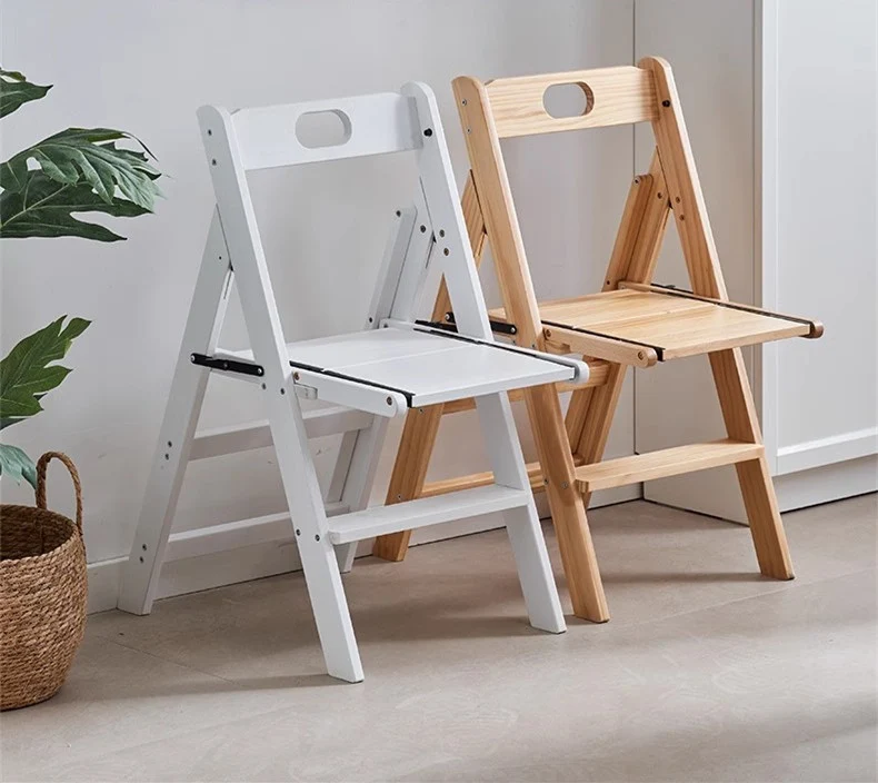Marchepied pliable multifonction en bois massif avec accoudoirs