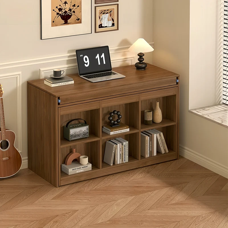 Lit escamotable en bois massif avec table extensible