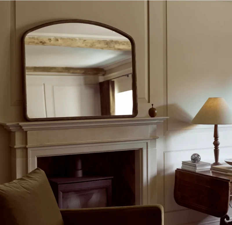 Sherwood Arched Overmantel Wall Mirror, Darkened Oak