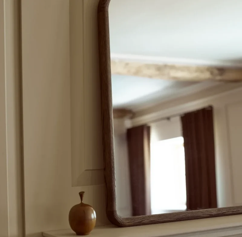 Sherwood Arched Overmantel Wall Mirror, Darkened Oak