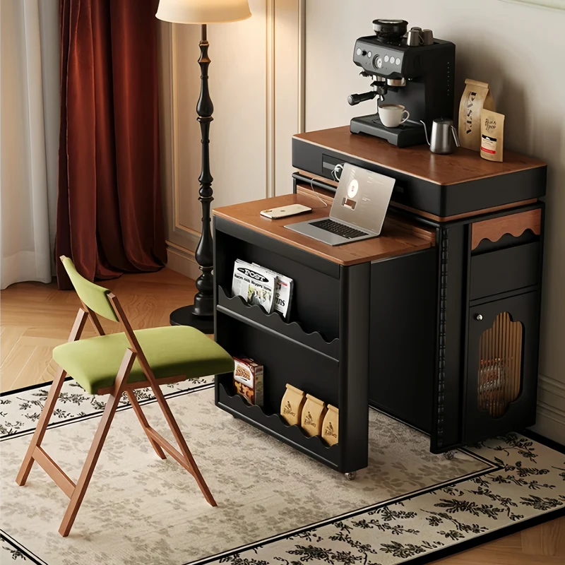 Table îlot de cuisine extensible de style nordique rétro avec 4 chaises