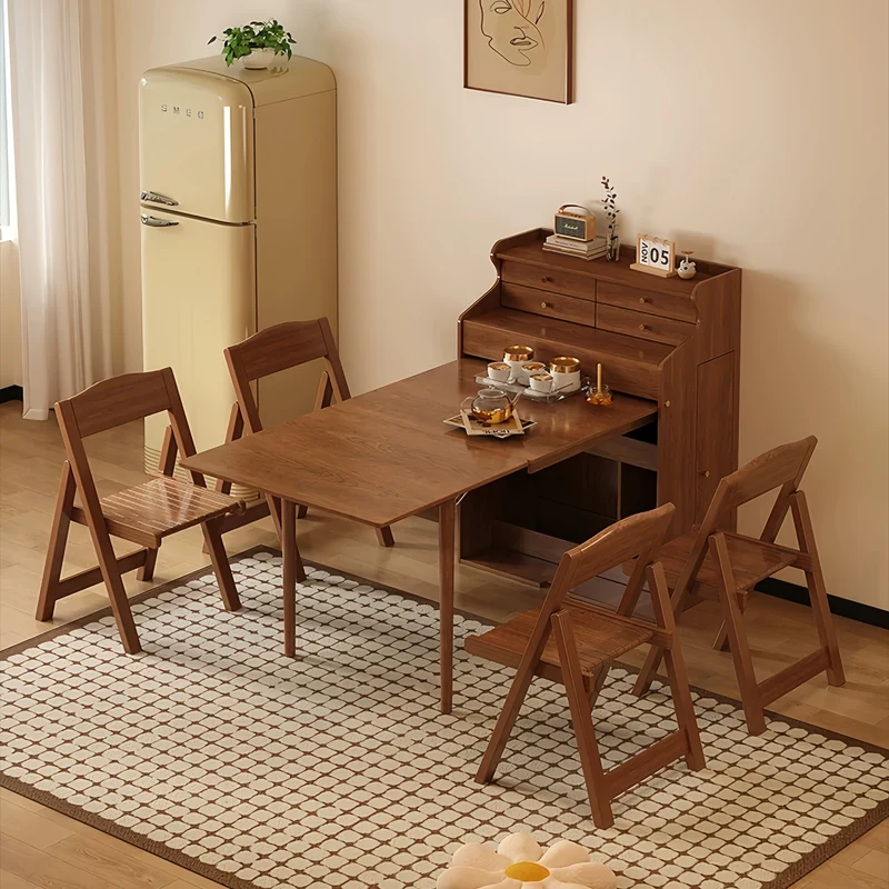 Ensemble table et chaises pliantes gain de place avec 4 chaises et tiroirs de rangement