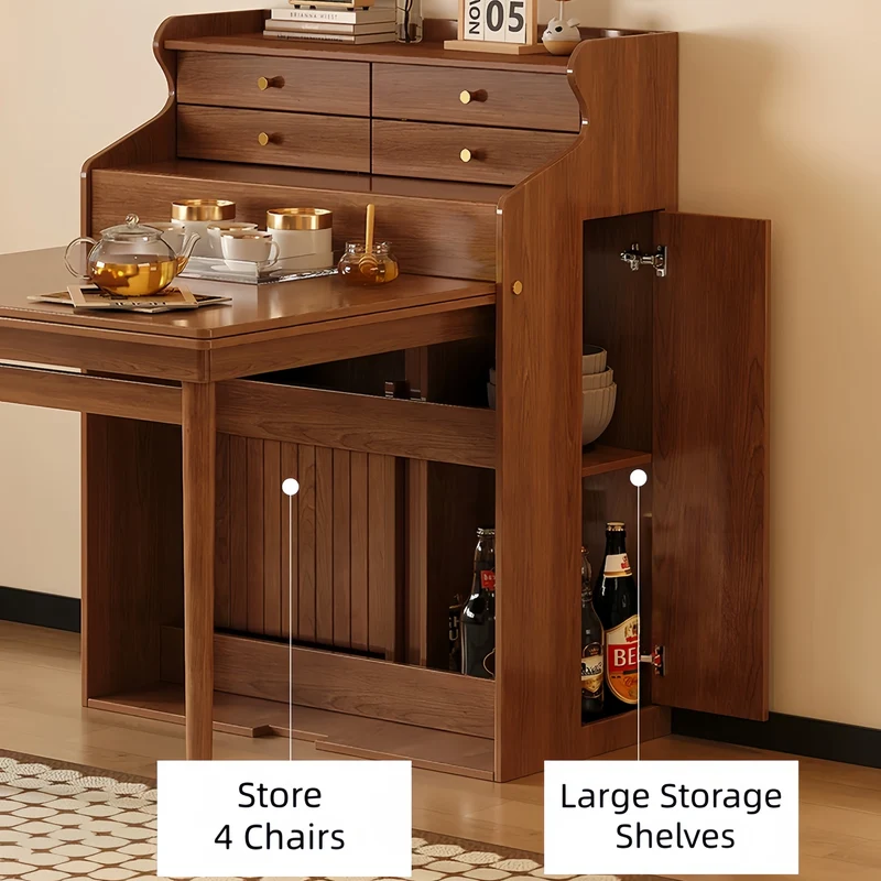 Ensemble table et chaises pliantes gain de place avec 4 chaises et tiroirs de rangement