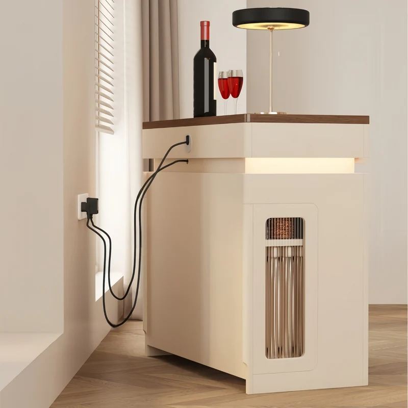 Îlot de cuisine extensible en bois massif avec ensemble de 4 chaises