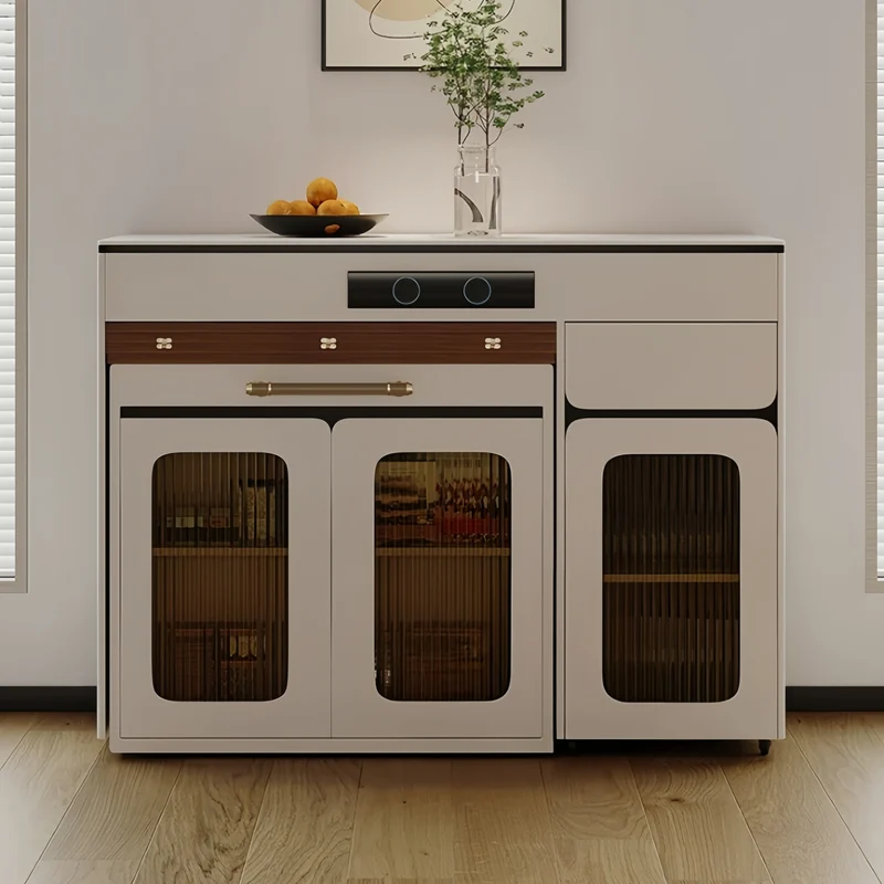 Îlot de cuisine extensible avec rangement et chaises