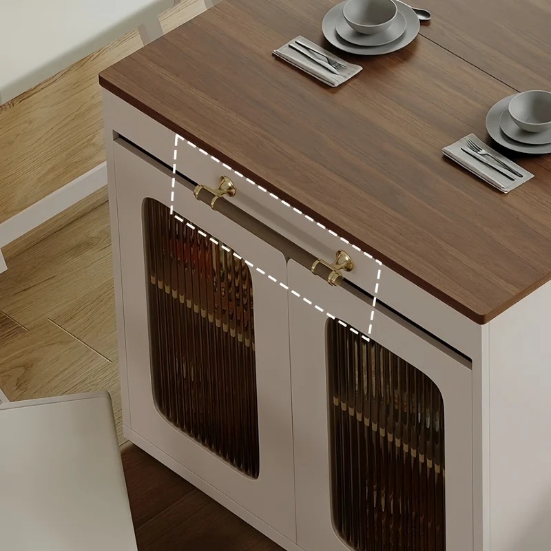 Îlot de cuisine extensible avec rangement et chaises