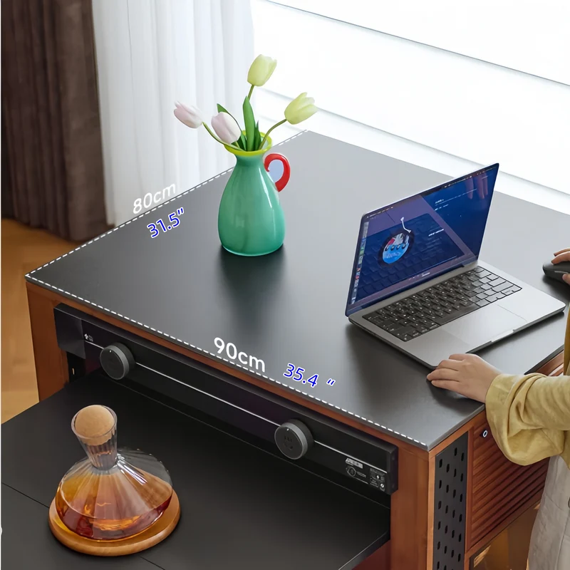 Îlot de cuisine en buis massif avec table à manger extensible