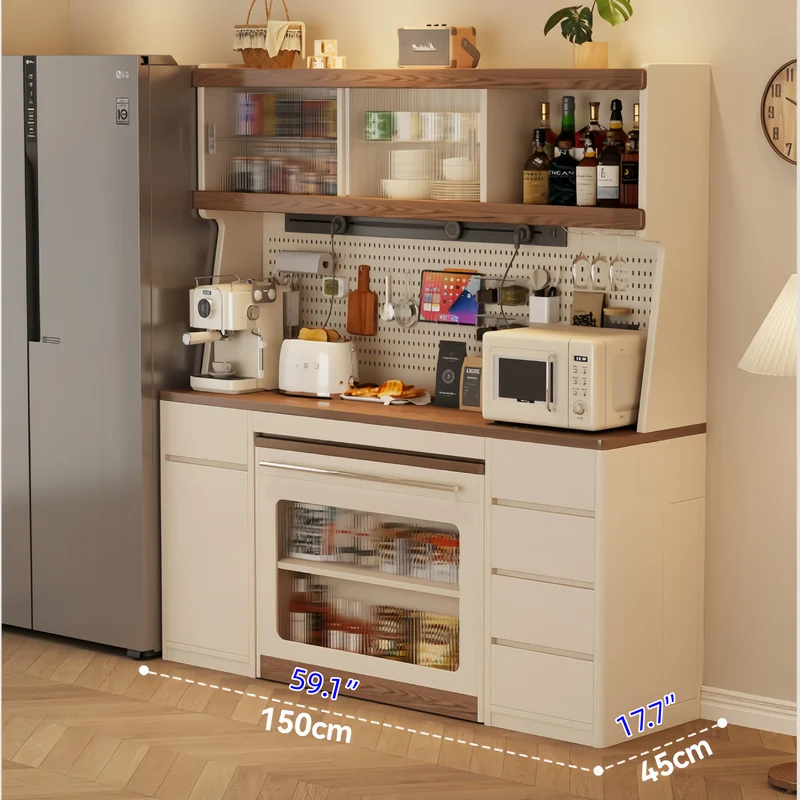 Buffet en bois massif avec table à manger extensible