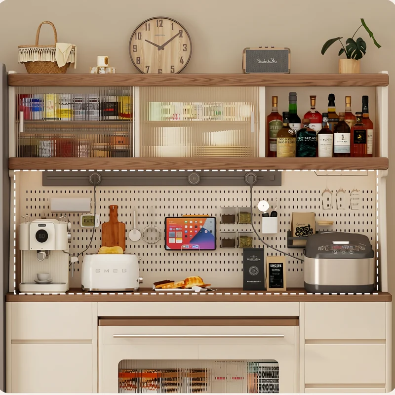 Buffet en bois massif avec table à manger extensible
